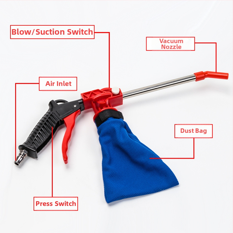 Integrovaný vzduchový pištoľ pre šitie so sacím a fúkacím režimom na odstraňovanie prachu