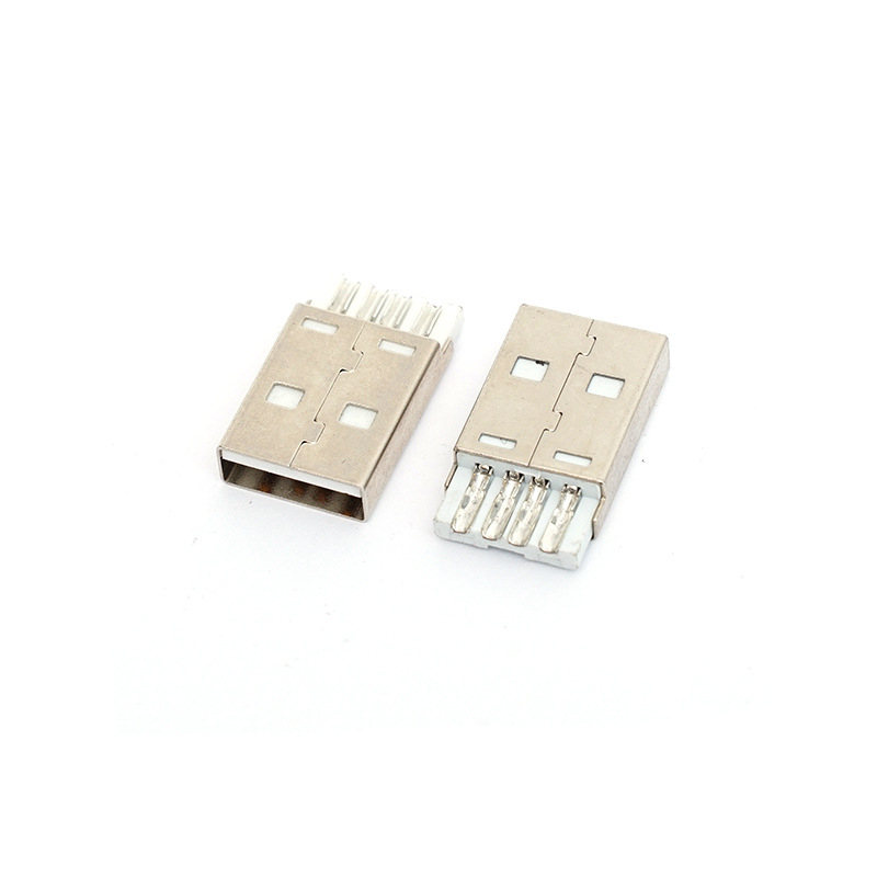 USB Type-A muški konektor, pravolinijski utikač, kratko tijelo, tip spajanja žice, duljina 20,5 mm, dizajn otporan na pucanje