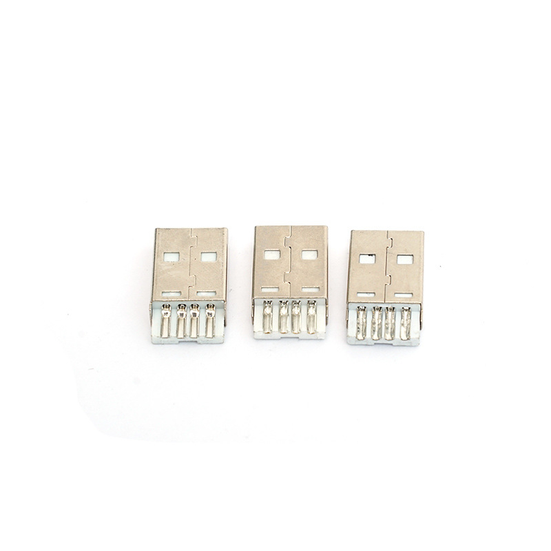 USB Type-A muški konektor, pravolinijski utikač, kratko tijelo, tip spajanja žice, duljina 20,5 mm, dizajn otporan na pucanje
