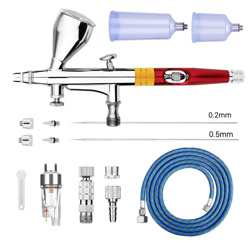 Višenamjenski set airbrush s dvostrukom akcijom i koronastom mlaznicom za šminkanje, umjetnost noktiju, cipele, tetovaže, torte i modele