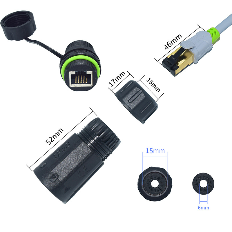 RJ45 panelni konektor Gigabit Cat6, vodootporan, za vanjsku mrežnu ekstenziju