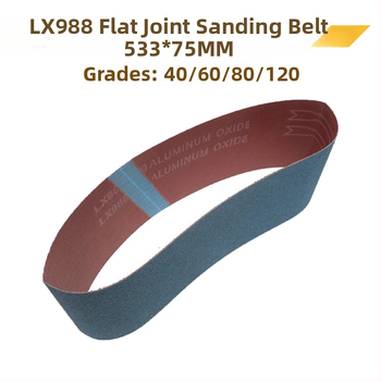 LX988 brúsna páska, 533 × 75 mm, zrnitost 40–120, plochá páska pre stolárske brúsenie, brúsenie kovov a odstraňovanie ostrín z nerezu