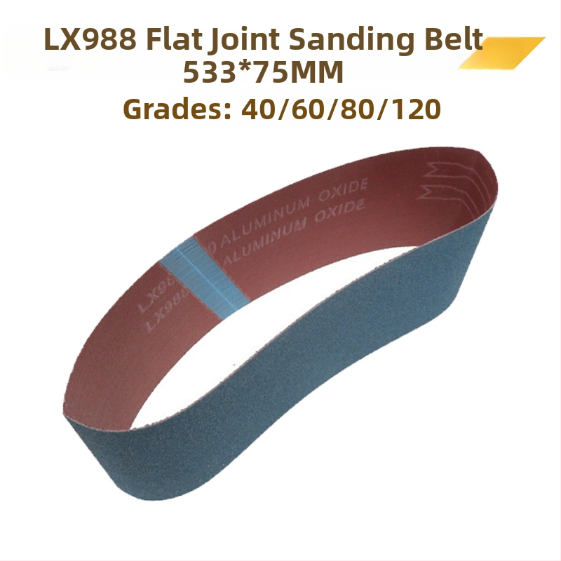 LX988 brúsna páska, 533 × 75 mm, zrnitost 40–120, plochá páska pre stolárske brúsenie, brúsenie kovov a odstraňovanie ostrín z nerezu