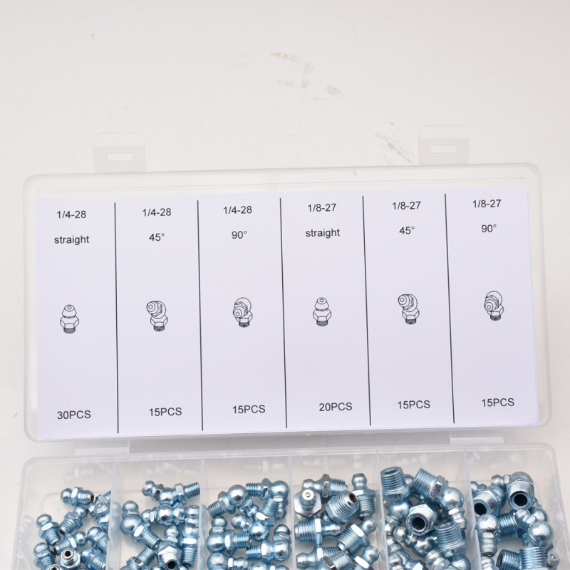 Set od 110 komada maznih priključaka s metričkim i imperijalnim navoja, u kutiji, M6 M8 M10, UNF 1/4-28 i 1/8-27NPT