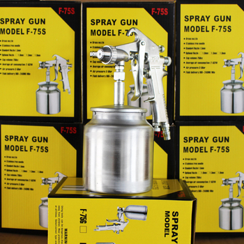 F-75 pištolj za sprej boje s gornjim i donjim spremnikom, pneumatski, aluminijsko tijelo, za namještaj i lakiranje automobila, visoka atomizacija