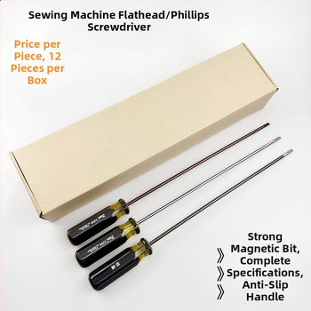 Magnetický 12 palcový skrutkovač Philips pre opravu šijacieho stroja — dlhý plochý skrutkovač a dlhý skrutkovač s plochou hlavou