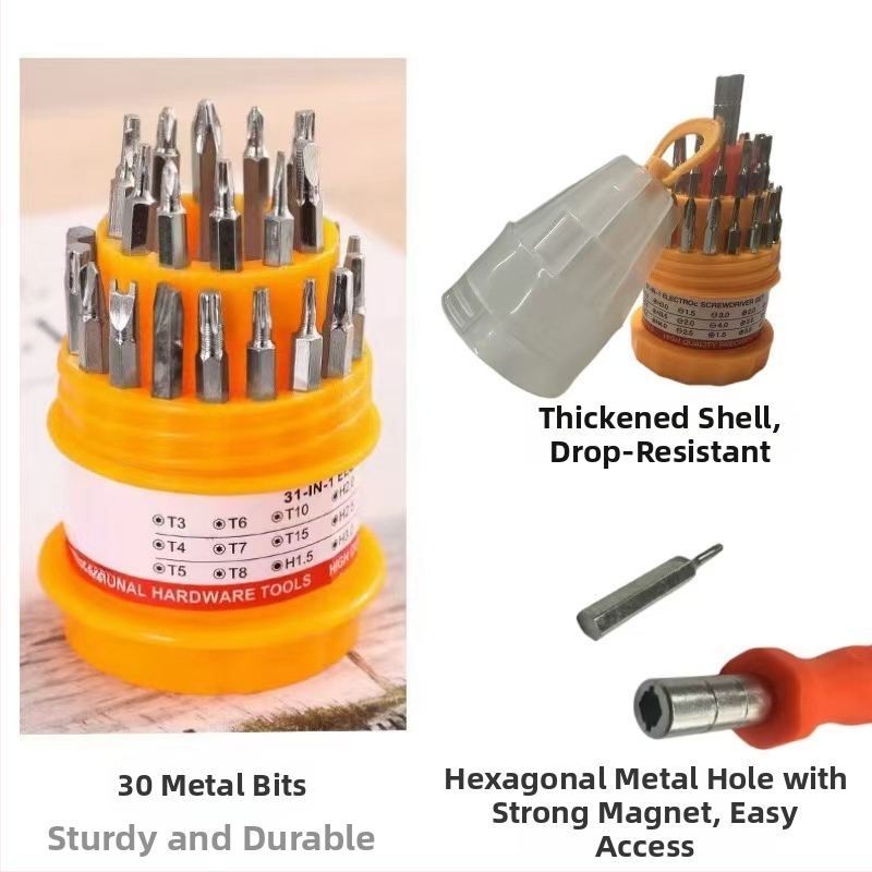 31-v-1 magnetický skrutkovač set s magnetickým krížovým hrotom pre opravy mobilných telefónov