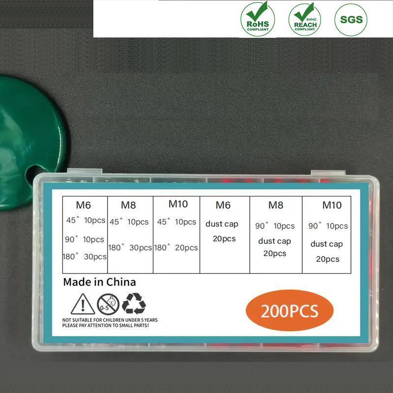 Set od 200 žutih mlaznica za podmazivanje, veličine M6, M8, M10, model QP277