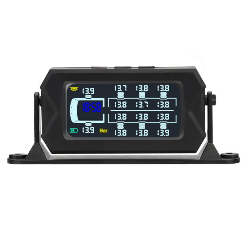 Монитор за налягането в гумите на товарен автомобил (TPMS), безжичен, 6–14 колела, слънчево захранване, високопрецизен, универсален външен TPMS