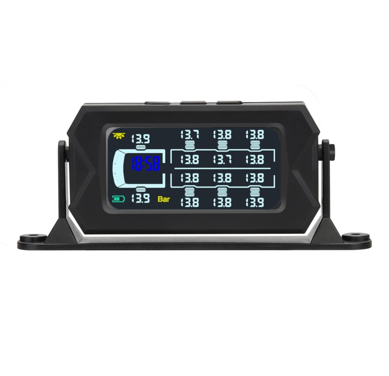 Монитор за налягането в гумите на товарен автомобил (TPMS), безжичен, 6–14 колела, слънчево захранване, високопрецизен, универсален външен TPMS