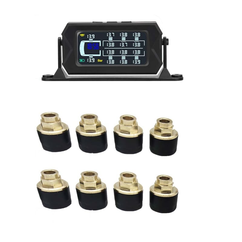 Монитор за налягането в гумите на товарен автомобил (TPMS), безжичен, 6–14 колела, слънчево захранване, високопрецизен, универсален външен TPMS
