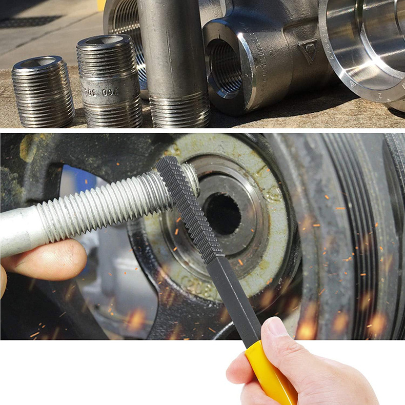 Fajl za popravak navoja za automobilsku servis, ravni žljeb, čelik, duljina tijela 75 mm, ukupna duljina 215 mm