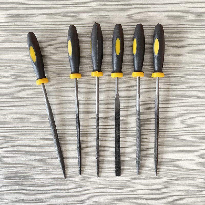 Ručni pilnici za obradu drva, set 3×140 mm, s plastičnim držalom, plosni i trokutasti pilnik, visoko ugljični čelik T12
