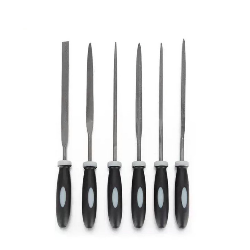 Ručni pilnici za obradu drva, set 3×140 mm, s plastičnim držalom, plosni i trokutasti pilnik, visoko ugljični čelik T12