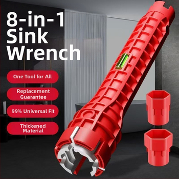Osem v jednom – drezový kľúč a inštalačný nástroj pre potrubia a kohútiky
