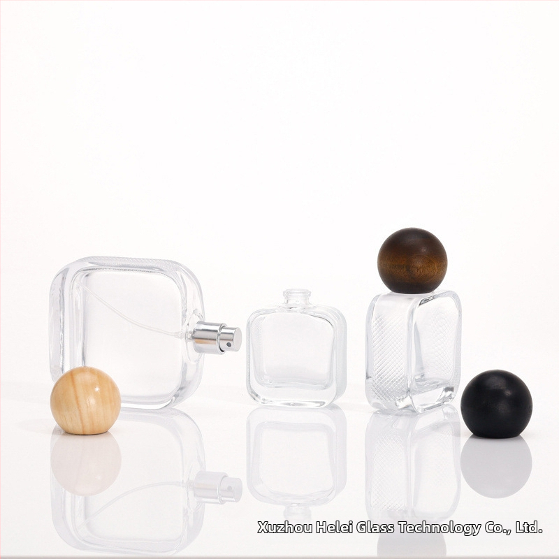 30 ml-es üveg parfüm fa kupakkal, üres kozmetikai mintaüveg