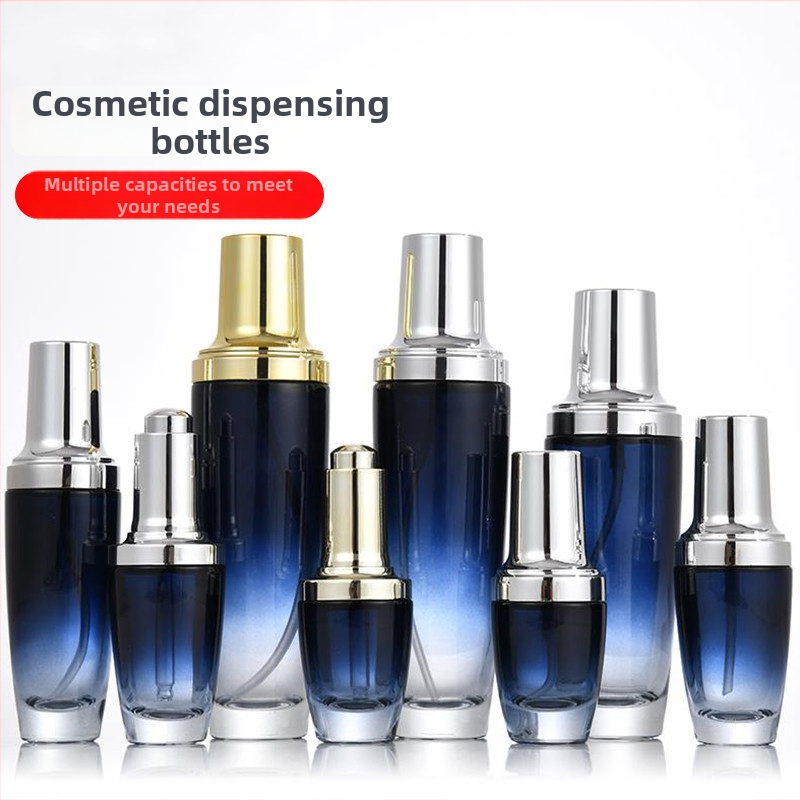 120 ml fekete kozmetikai flakonokból álló készlet, benne 100 ml tonik és emulzió/esszencia üvegek
