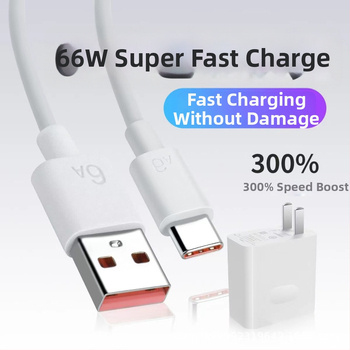 3C-tanúsítvánnyal rendelkező 66W USB-C gyors töltő és 1 m-es kábel készlet Huawei/Honor telefonokhoz