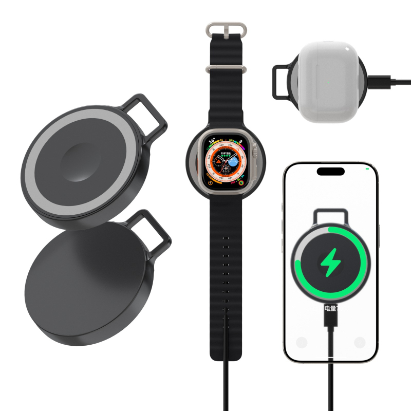 3-u-1 bežični magnetski punjač za iPhone, Apple Watch i slušalice – 15W brzo punjenje Qi
