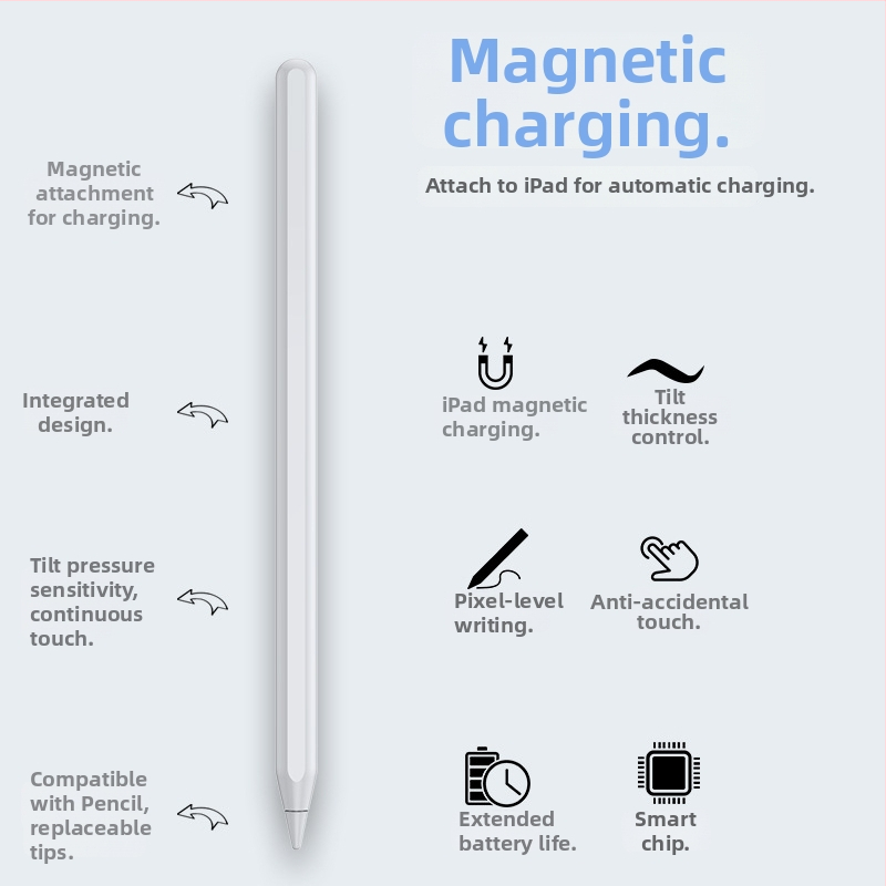 iPad kapacitívny stylus s magnetickým nabíjaním, Bluetooth