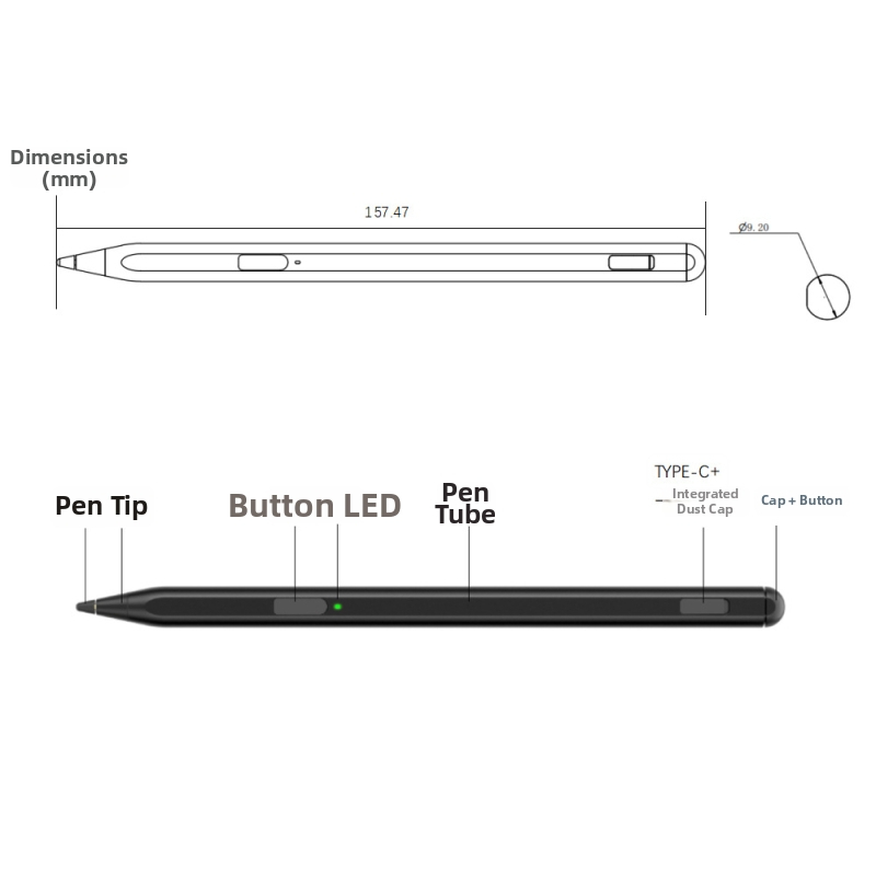 USI 2.0 aktívny kapacitný stylus s magnetickým uchytením, ochrana proti nechcenému dotyku, protokol USI 2.0, citlivosť na tlak 4096 úrovní