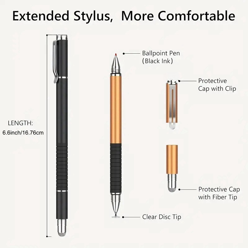 Univerzalni stylus za dodirni zaslon za telefone i tablete, tri u jednom za crtanje i pisanje, s kopčom za vješanje