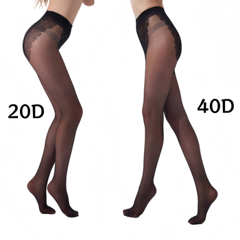 40D/20D bikini čarape s gussetom leptir, crne prozirne pantyhose