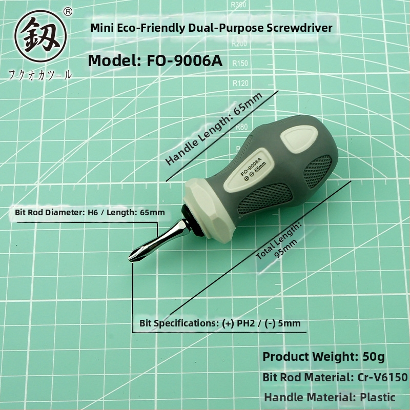 Mini magnetický skrutkovač s krížovou a plochou hlavou, malé rozmery FO-9006A