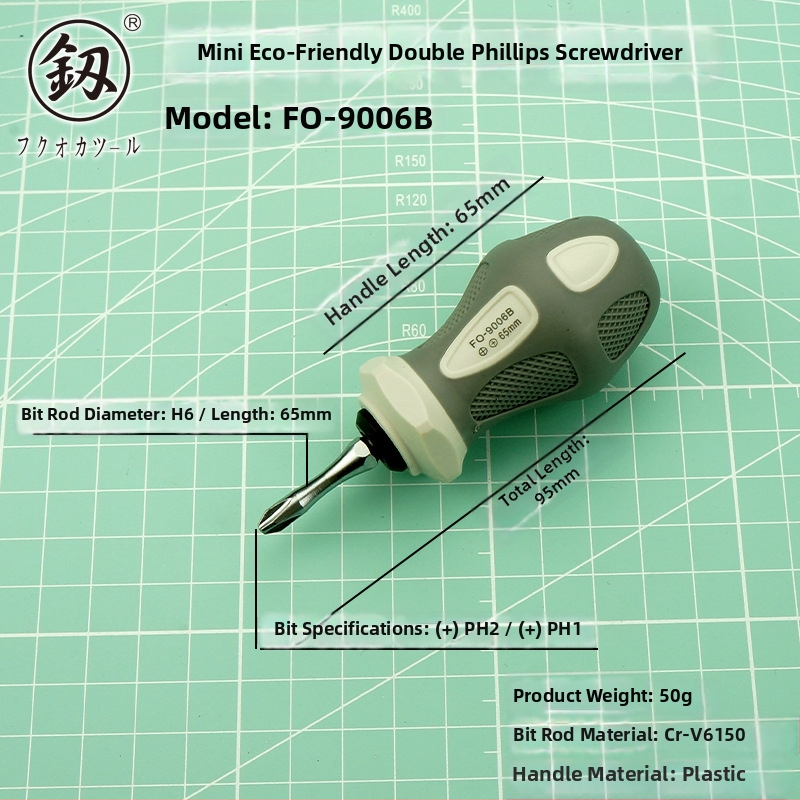 Mini magnetický skrutkovač s krížovou a plochou hlavou, malé rozmery FO-9006A