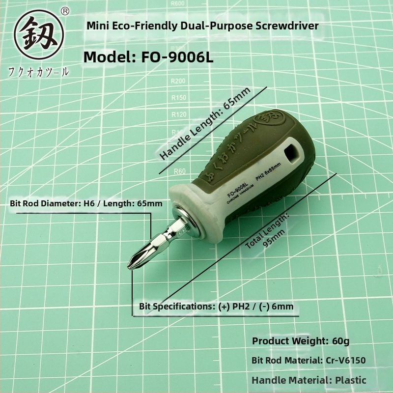 Mini magnetický skrutkovač s krížovou a plochou hlavou, malé rozmery FO-9006A