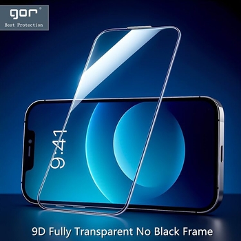 GOR zaštitno staklo za zaslon za iPhone 17 Pro Max, potpuno prozirno, 9D zakrivljeno staklo