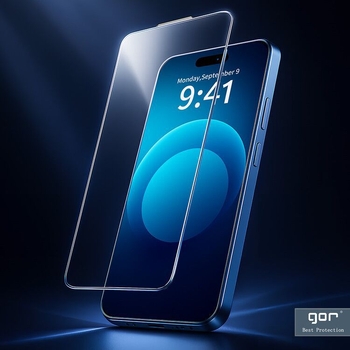 GOR zaštitno staklo za zaslon za iPhone 17 Pro Max, potpuno prozirno, 9D zakrivljeno staklo