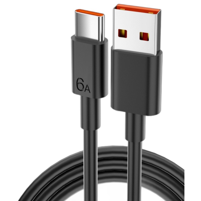 Crni USB-C kabel za brzo punjenje 120W, 6A, kompatibilan sa svim proizvođačima pametnih telefona, podrška protokolima napajanja