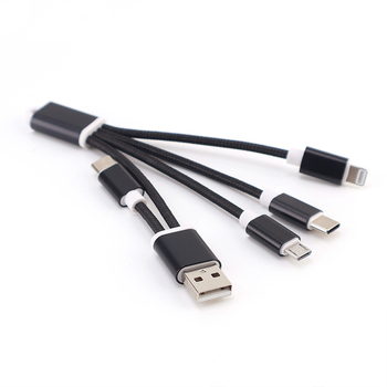 Prilagođeni darovni privjesak s 3-u-1 brzom punjenjem pleteni USB kabel Type-C, Lightning i Micro-USB