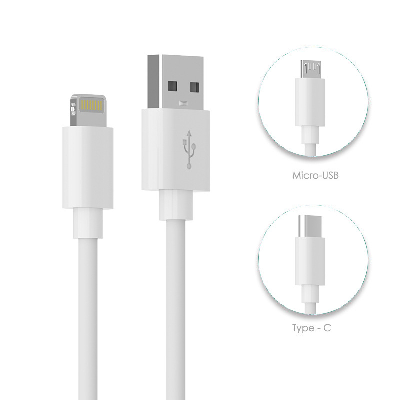 Shangying 5A kabel brzog punjenja s više sučelja (Lightning, Micro USB, USB-C) duljine 1–2 m