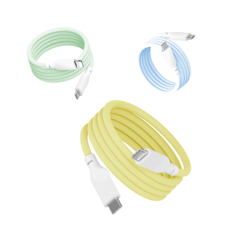 PD65W silikonski USB-C kabel, brzo punjenje, duljina 0,5–1 m, žuta, za Apple iPhone 17, Huawei i Xiaomi