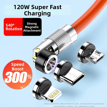 540° otáčajúci sa magnetický USB-C dátový kábel pre rýchle nabíjanie, kompatibilný s telefónmi Apple, Android a Huawei