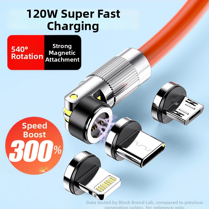 540° otáčajúci sa magnetický USB-C dátový kábel pre rýchle nabíjanie, kompatibilný s telefónmi Apple, Android a Huawei