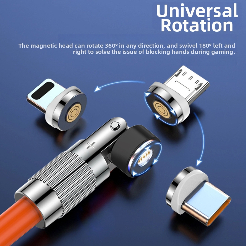 540° otáčajúci sa magnetický USB-C dátový kábel pre rýchle nabíjanie, kompatibilný s telefónmi Apple, Android a Huawei