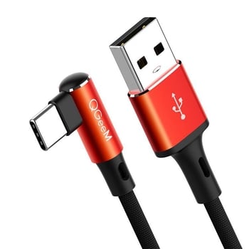 QGeeM USB-A na Type-C 90° zavojni kabel, 3A, najlonska pletenina, brzo punjenje (0.5m/1m/2m)