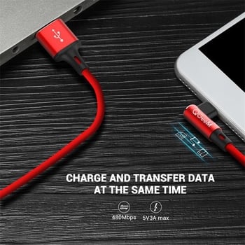 QGeeM USB-A na Type-C 90° zavojni kabel, 3A, najlonska pletenina, brzo punjenje (0.5m/1m/2m)