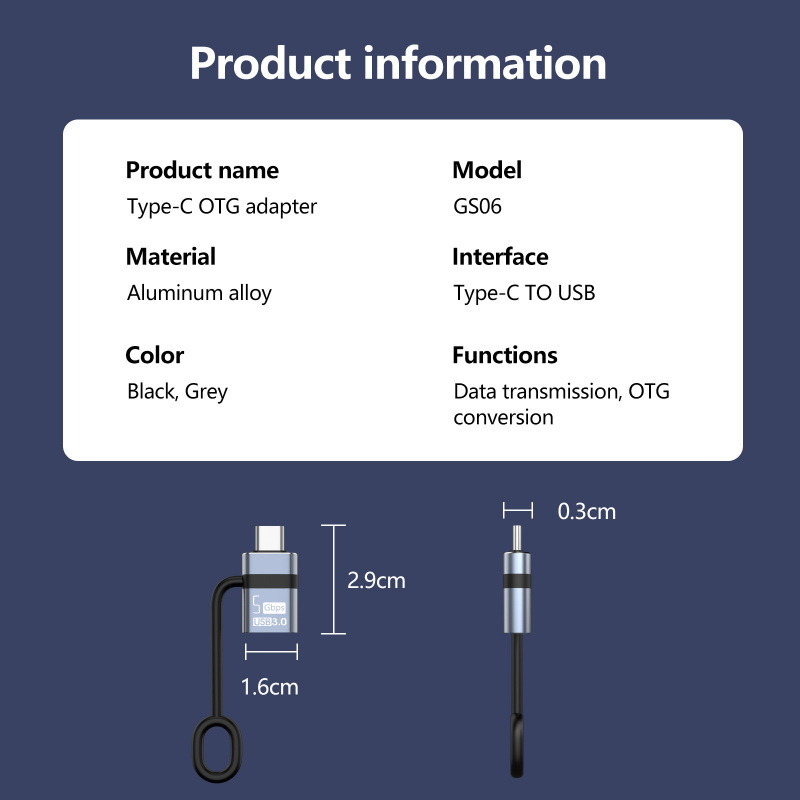 OTG Type-C na USB 3.0 adapter za mobitele, pretvarač USB flash diska; kompatibilan s Apple iPhone 15, Huawei i Xiaomi.