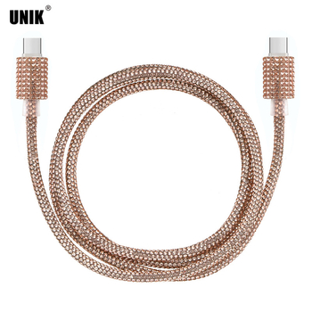 Kabel za podatke Type-C, duljine 1 m, s dvostrukim Type-C priključcima, šarenim kristalima, PD brzo punjenje