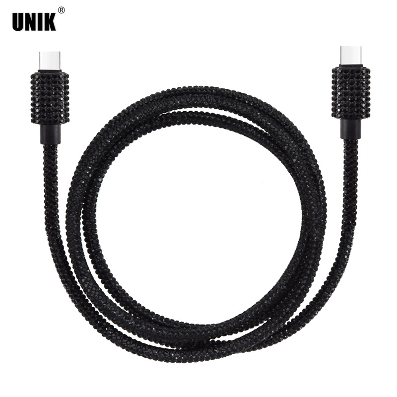 Kabel za podatke Type-C, duljine 1 m, s dvostrukim Type-C priključcima, šarenim kristalima, PD brzo punjenje