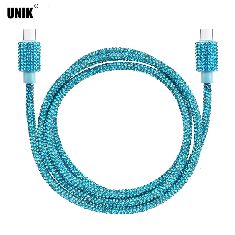 Kabel za podatke Type-C, duljine 1 m, s dvostrukim Type-C priključcima, šarenim kristalima, PD brzo punjenje