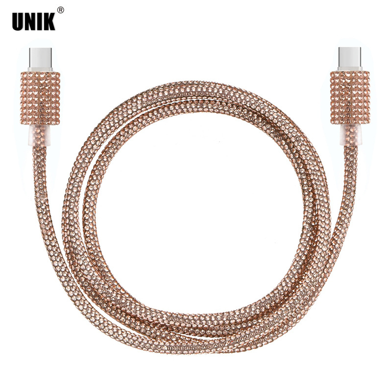 Kabel za podatke Type-C, duljine 1 m, s dvostrukim Type-C priključcima, šarenim kristalima, PD brzo punjenje