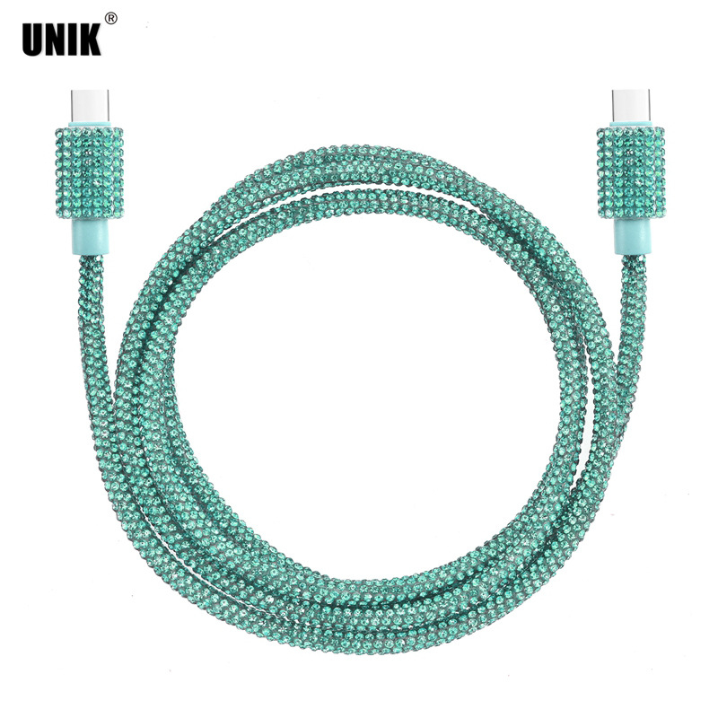 Kabel za podatke Type-C, duljine 1 m, s dvostrukim Type-C priključcima, šarenim kristalima, PD brzo punjenje