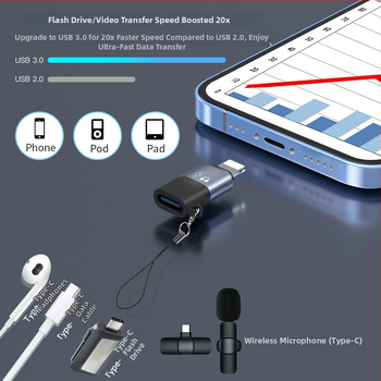OTG Type-C adapter za slušalice s bežičnim mikrofonom za Apple uređaje