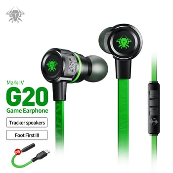 Plextone G20 in-ear slúchadlá s dvojitým konektorom 3,5 mm a Type-C, káblové slúchadlá s mikrofónom