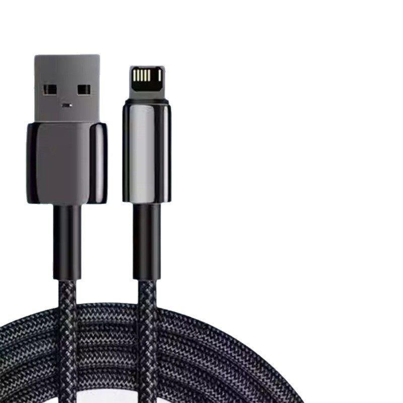 Cablu Lightning împletit pentru iPhone și iPad, lungime 1–2 m, încărcare în mașină, încărcare rapidă, PD compatibil, negru